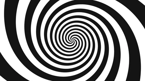 Simple hypnotic spiral loop animation - black white 4k animated spiral Stock Footage 307991183