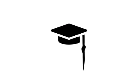 Simple icon animation of mortarboard floating on white background Stock Footage 327761480