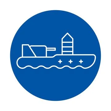 Simple Icon of a Boat with Structure on Water for Design Purposes Stock-Illustration