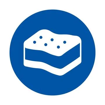 Simple Icon of a Clean Sponge on a Solid Blue Background for Cleaning Concept Stock Illustration