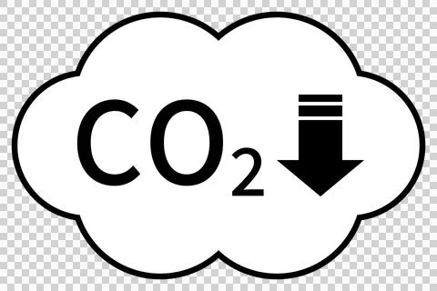 Simple icon of CO2 (carbon dioxide) reduction, cloud shape Иллюстрация