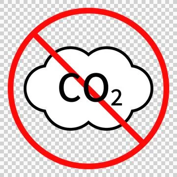 Simple icon of CO2 (carbon dioxide) reduction, emission ban Stock Illustration