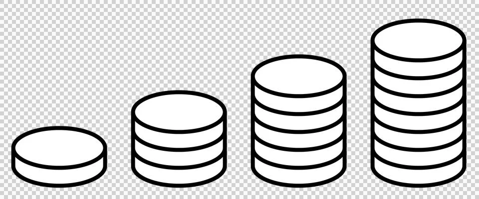 A simple icon of coins stacking up Stock Illustration