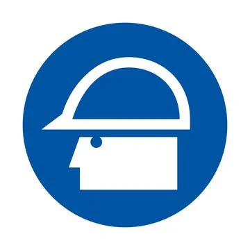 Simple Icon of a Construction Worker's Helmet in Blue Circle Design Stock Illustration