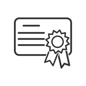 Simple icon of a diploma or certificate. Simple stock design isolated on a wh Stock Illustration