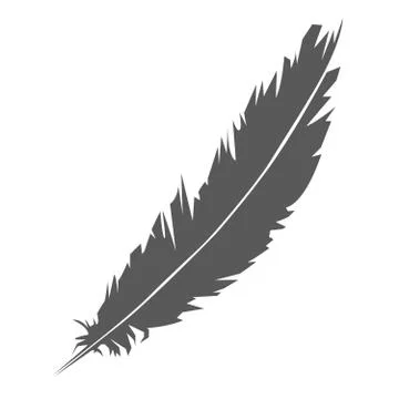 Simple icon of feather silhouette - concept of poet and whriter Stock Illustration