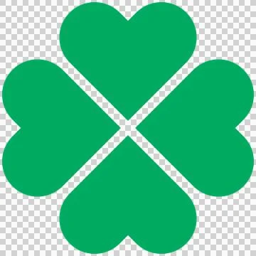 A simple icon of a green four-leaf clover. Stock Illustration