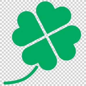 A simple icon of a green four-leaf clover. Stock Illustration