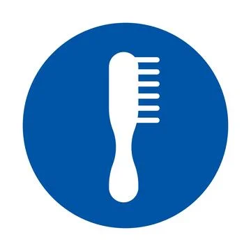 Simple Icon of a Hair Comb on a Circular Blue Background for Design Usage Stock Illustration