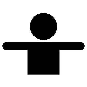 Simple Icon of Human Figure with Outstretched Arms in Solid Black Design Illustration