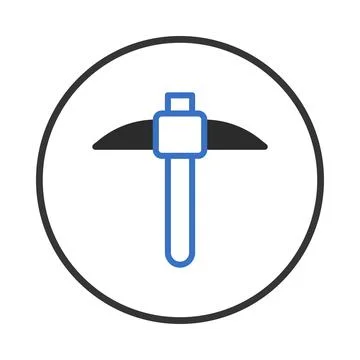 Simple icon illustration of a mining pickaxe tool inside circle frame offer.. Stock-Illustration