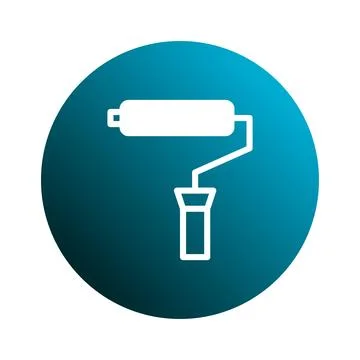Simple icon illustration representing a paint roller inside a gradient circ.. イラスト素材
