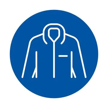 Simple Icon of a Jacket Design on a Circular Blue Background Stock Illustration