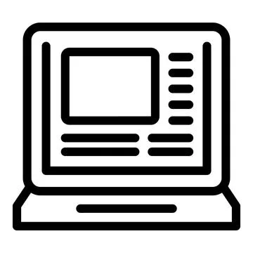 Simple icon of a laptop displaying a user interface design program Stock Illustration