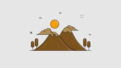 Simple icon looping mountain animation, motion graphics of camping on a hill Stock Footage 266980725