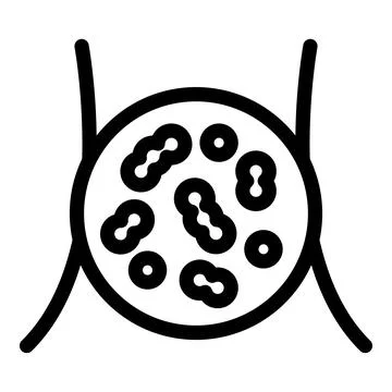 Simple icon of a lymph node with bacteria inside Illustrazione stock