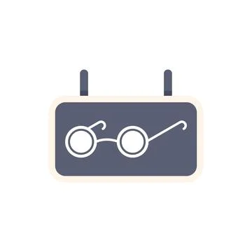 Simple icon of a pair of eyeglasses on a hanging shop sign Ilustração Stock