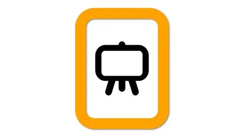 A simple icon of a presentation board on a stand, set against a white backg.. Stock Illustration