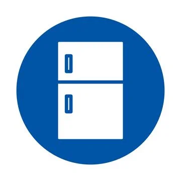 Simple Icon of Refrigerator in Blue Circle for Kitchen and Home Use イラスト素材