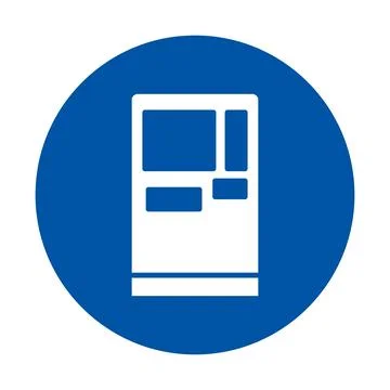 Simple Icon of a Refrigerator on a Blue Circle Background for Clean Design Stock Illustration