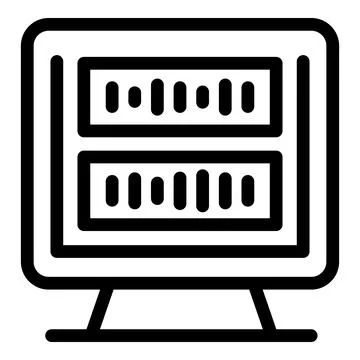 Simple icon of a server room showing a network connection Illustrazione stock