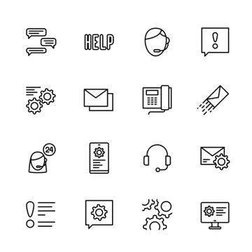 Simple icon set call center and technical support, assistance and help around Stock Illustration