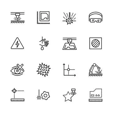 Simple icon set laser cutting and metal processing. Contains such symbols Stockillustratie