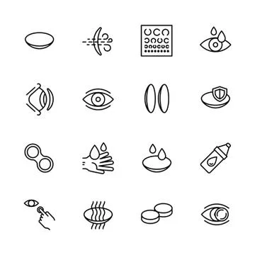 Simple icon set vision, eyesight, ophthalmology and eyes care concept. Contains Illustrazione stock