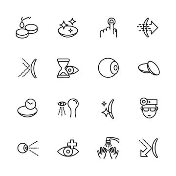 Simple icon set vision, eyesight, ophthalmology, eyes care, treatment and Illustrazione stock