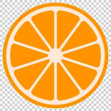 A simple icon showing a cross-section of an orange. Illustration