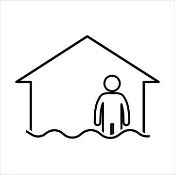 Simple icon showing flood disaster and water damage. Stock Illustration