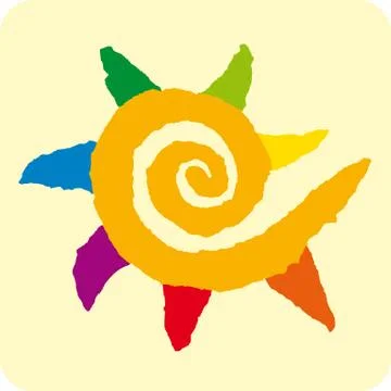 Simple icon of an spiral star. Multicolored and rought. Stock Illustration