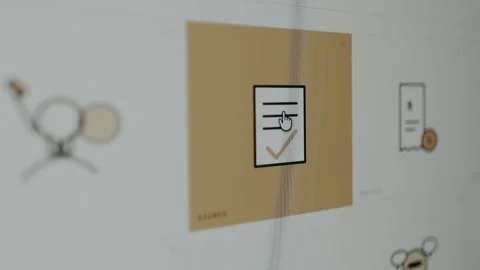 Simple icon-style illustration of a signed or approved paper Stock Footage 333412416