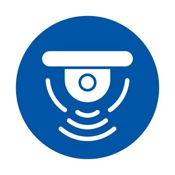 Simple Icon of Surveillance Camera with Blue Background for Security Themes Stock Illustration