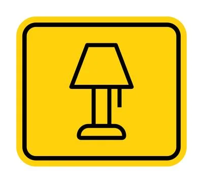Simple Icon of a Table Lamp on a Bright Yellow Background for Design Use Stock Illustration
