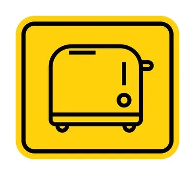 Simple Icon of a Toaster on Yellow Background for Modern Kitchen Design Illustrazione stock