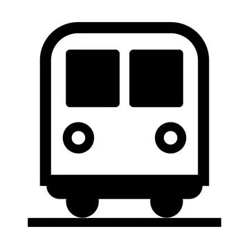 Simple Icon of a Train in Black and White Design Stock Illustration