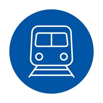 Simple Icon of a Train Front View in Blue Circle for Transport Use Stock Illustration