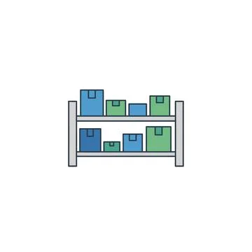 Simple icon of two-tier shelf with boxes Stock Illustration