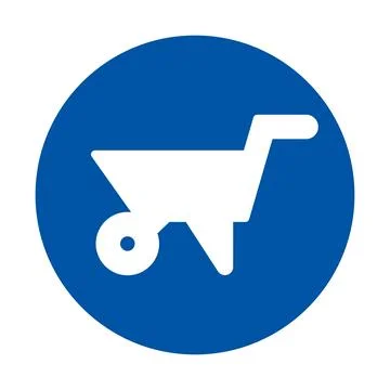 Simple Icon of Wheelbarrow on Blue Circular Background for Construction Use イラスト素材