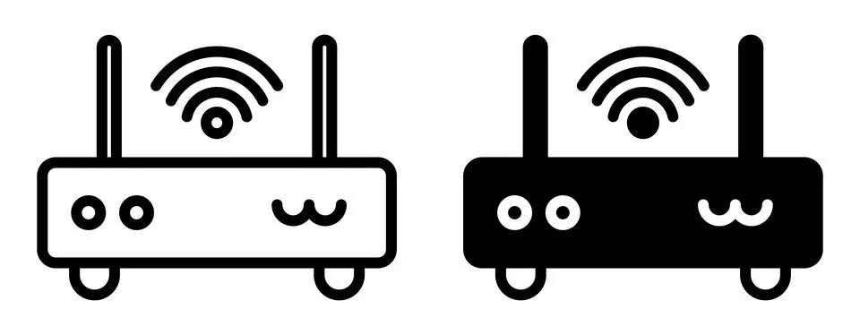 Simple Icon of Wireless Router in Black and White Design for Technology Use Stock Illustration