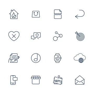 Simple icons for app, programs and sites. Set with different UI icons Illustrazione stock