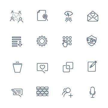 Simple icons for app, programs and sites. Set with different icons Illustrazione stock