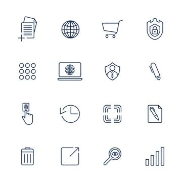 Simple icons for app, programs and sites. Set with different icons Stock-Illustration