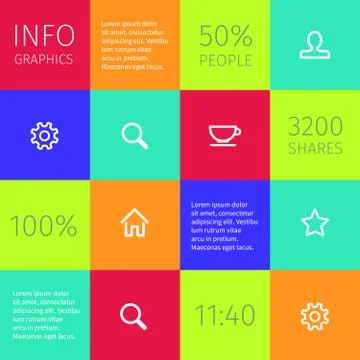 Simple icons on colorful square boxes Illustrazione stock