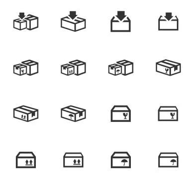 Simple icons set of box Stock Illustration