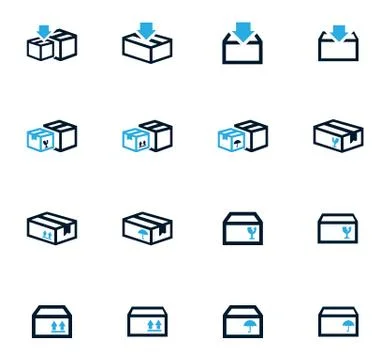 Simple icons set of box Stockillustratie