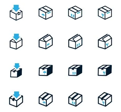 Simple icons set of box Stock Illustration