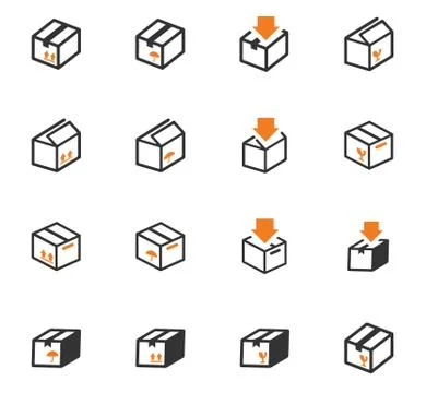 Simple icons set of box 스톡 일러스트