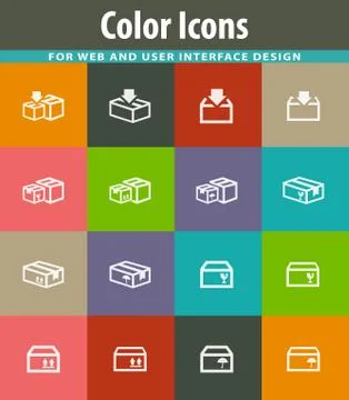 Simple icons set of box Stockillustratie